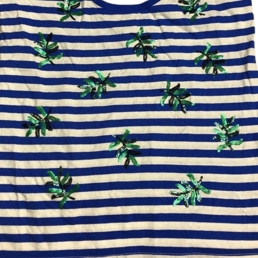 NWOT J. Crew blue stripe sequins palm leafs tank top - Picture 6 of 7